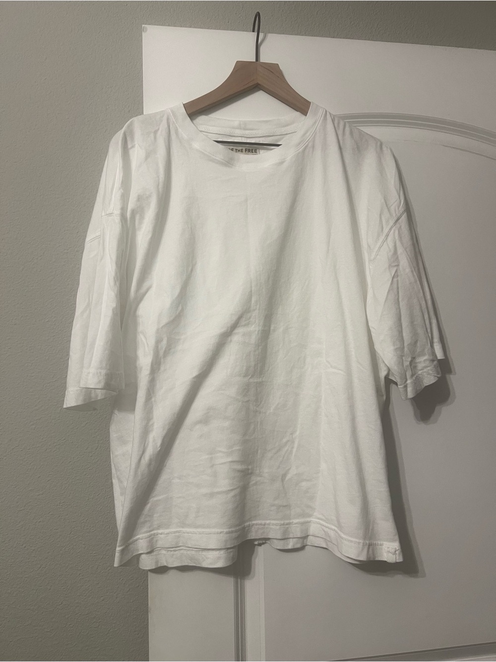 Free People White Oversized Crewneck Tee